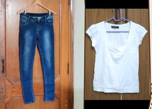 Blue jeans &amp; white Top set for girls/women