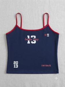 Blue Spaghetti Strap Tank Top