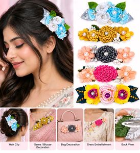 Fabric Floral DIY Decorative Pieces 6 pcs