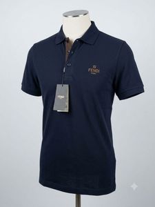 Fendi Roma Navy Cotton Polo TShirt