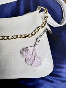 Crochet hearts bag charm and keychain