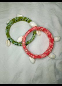 Boho Fabric Bangles with Cowrie Shells