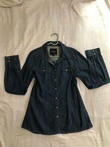 Denim Look Shirt With Studs Fits 34-36