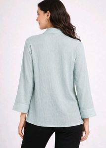 Light Blue Textured Open Cardigan