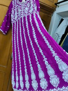 Vibrant Purple Embroidered Anarkali Suit Set