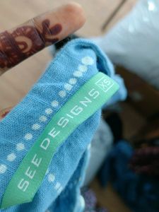 Light Blue With Dot Prints Kurtas (Women's)