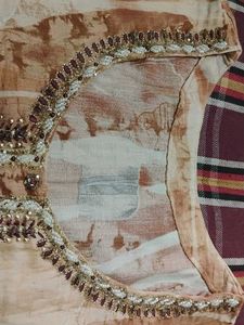 Elegant Beige Printed Kurta with Embellishments