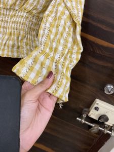 Yellow Plaid Peter Pan Collar Top