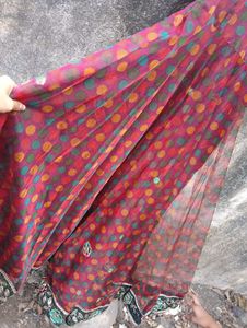 Elegant Maroon Polka Dot Dress