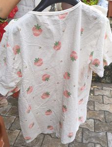 Cute Strawberry Print Pajama Top