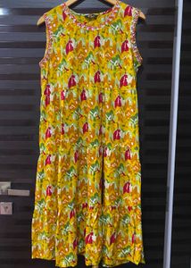 Yellow Kurta with Embellished Neckline