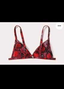 Red Snake Print Bikini Top
