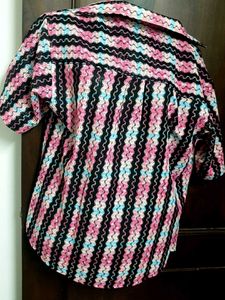 Retro Striped Knit Button-Up Shirt
