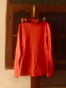 Bright Orange Long Sleeve Turtleneck Top
