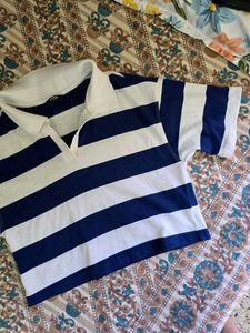 Classic Blue &amp; White Striped Polo Shirt