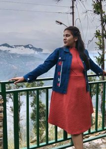 Stylish Denim Jacket with Striped Dress