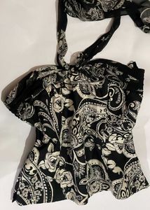 retro Black & White Paisley Halter Top