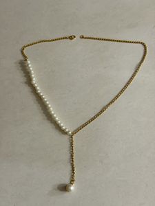 Elegant Pearl &amp; Gold Chain Necklace