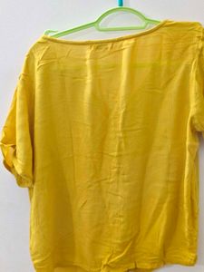 Yellow Button-Up Tie-Front Top