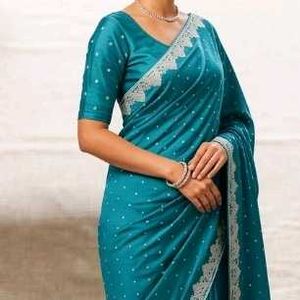 Elegant Teal Georgette Saree