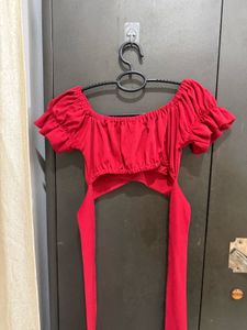 Red crop top with back tie