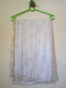 Elegant White Floral Dupatta