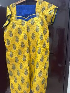 Yellow Block Print Kurta Set
