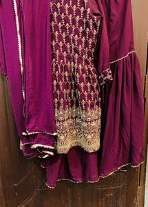 Embroidered Purple Kurta Set with Dupatta