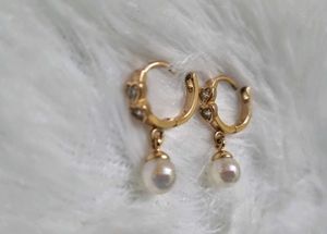 Elegant Pearl Drop Hoop Earrings