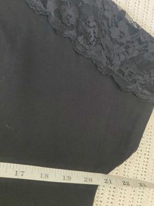 Black Lace Detail V-Neck Top