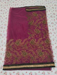 Wine Purple Saree with Blouse &amp; Shapewear