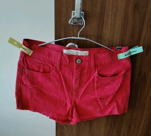 Pink Distressed Shorts
