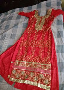 Red Ethnic Suit Set with Palazzo