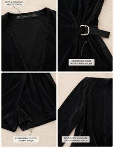 🖤Black Velvet Wrap Romper