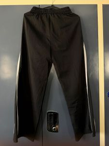Black Track Pants with White Stripes