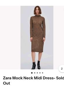 Zara Mock Neck Knit Midi Dress