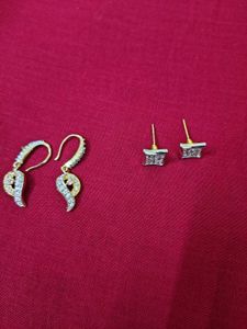 Elegant Gold and Diamond Earrings Set