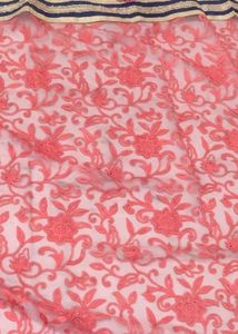 Stunning Peach Lace Saree with Embellished Border
