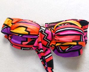 🎀Vibrant Geometric Print Bandeau Bikini Top