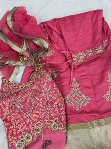 3 Piece Pink Wedding Lehenga