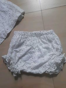Adorable White Eyelet Dress &amp; Bloomers Set