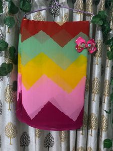 Colorful Chevron Pattern Saree