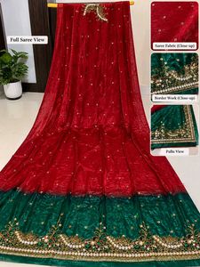 Beautiful Red Green Designer Saree | One time use