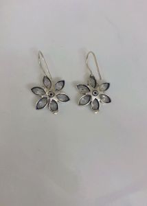 Flower Earrings with Clear Stones