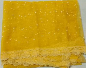 Beautiful Yellow Dupatta with White Embellishments