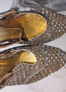 Embellished Beaded Wedge Sandals