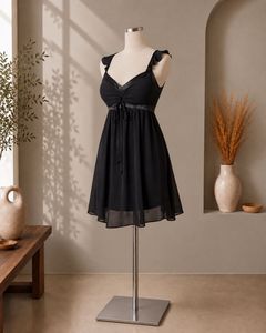Chic Black Mini Dress with Ruffle Straps
