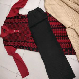 combo woollen cardigan and kurta set