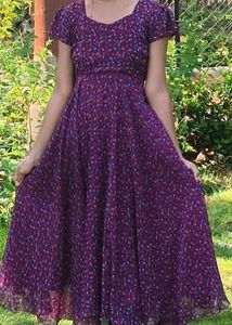 Purple Floral Print Maxi Dress