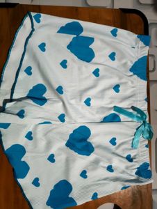 Cute Blue Heart Pajama Shorts